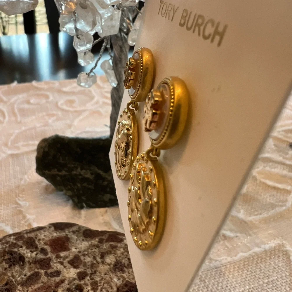 Tory Burch Gold Medallion Earrings